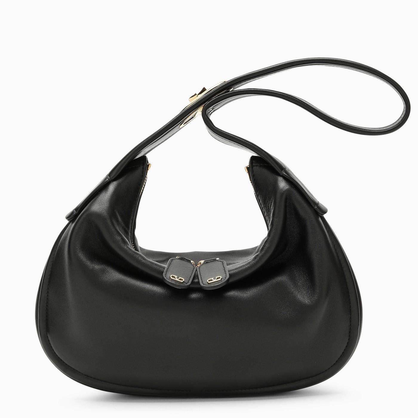 valentino garavani small go-hobo bag in black leather