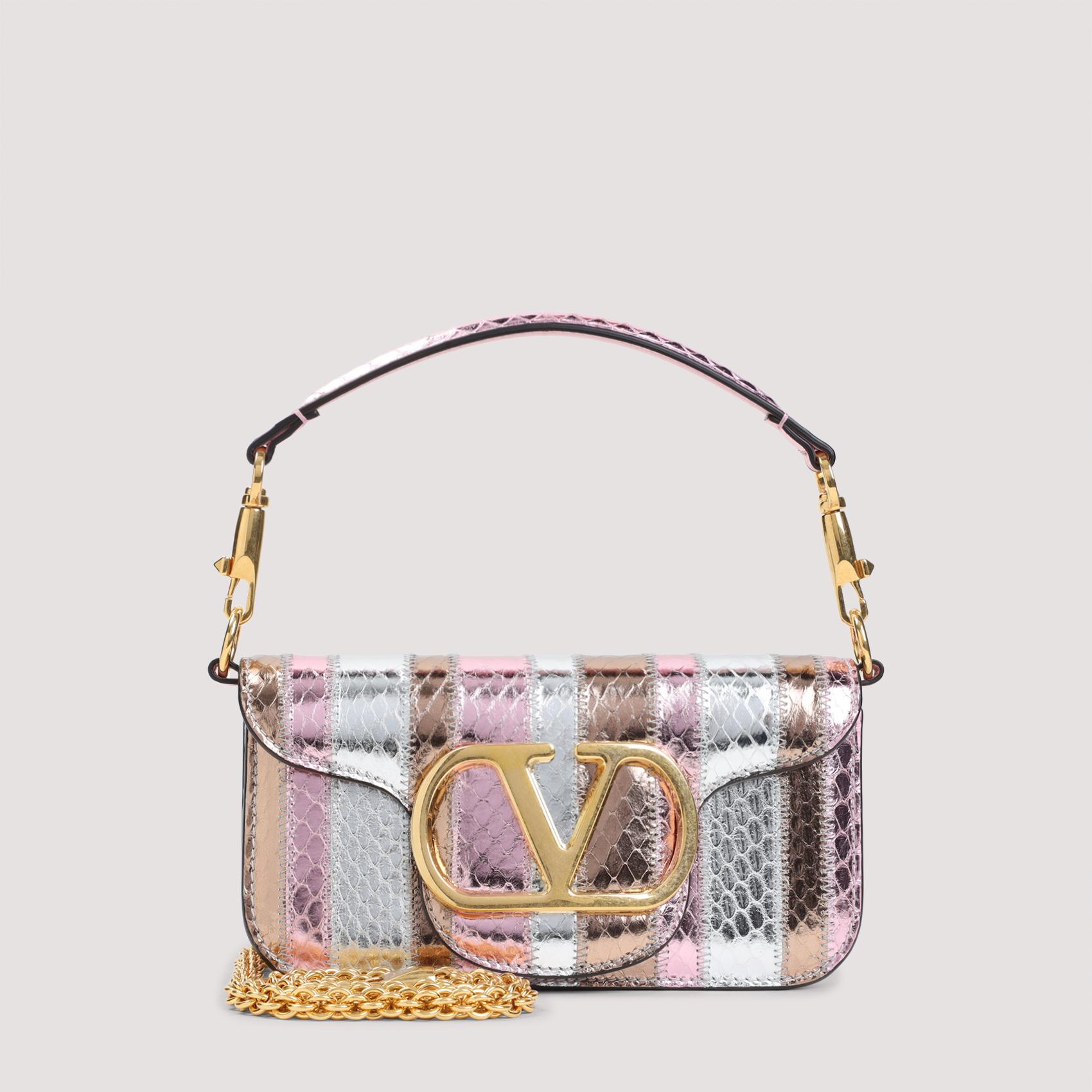 valentino garavani small shoulder bag pink & purple snake skin - women