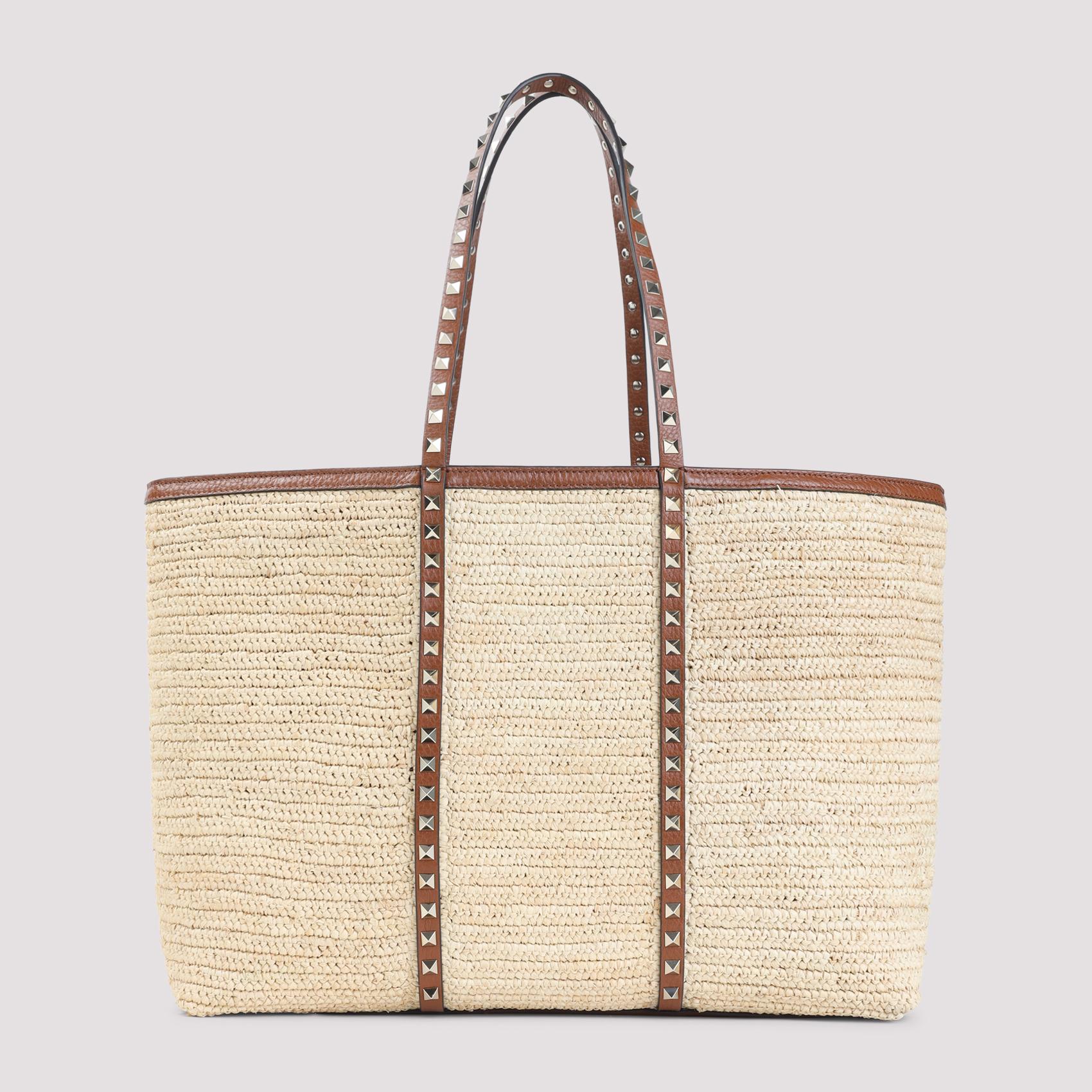 valentino garavani straw tote bag nude & neutrals leather - women