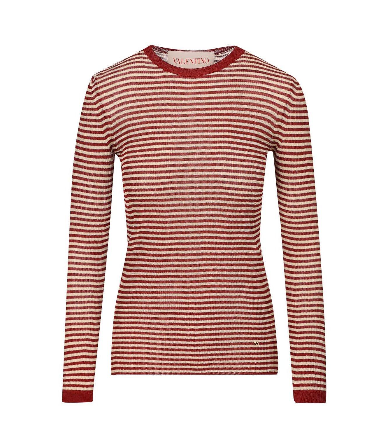 valentino garavani striped crewneck knitted t-shirt