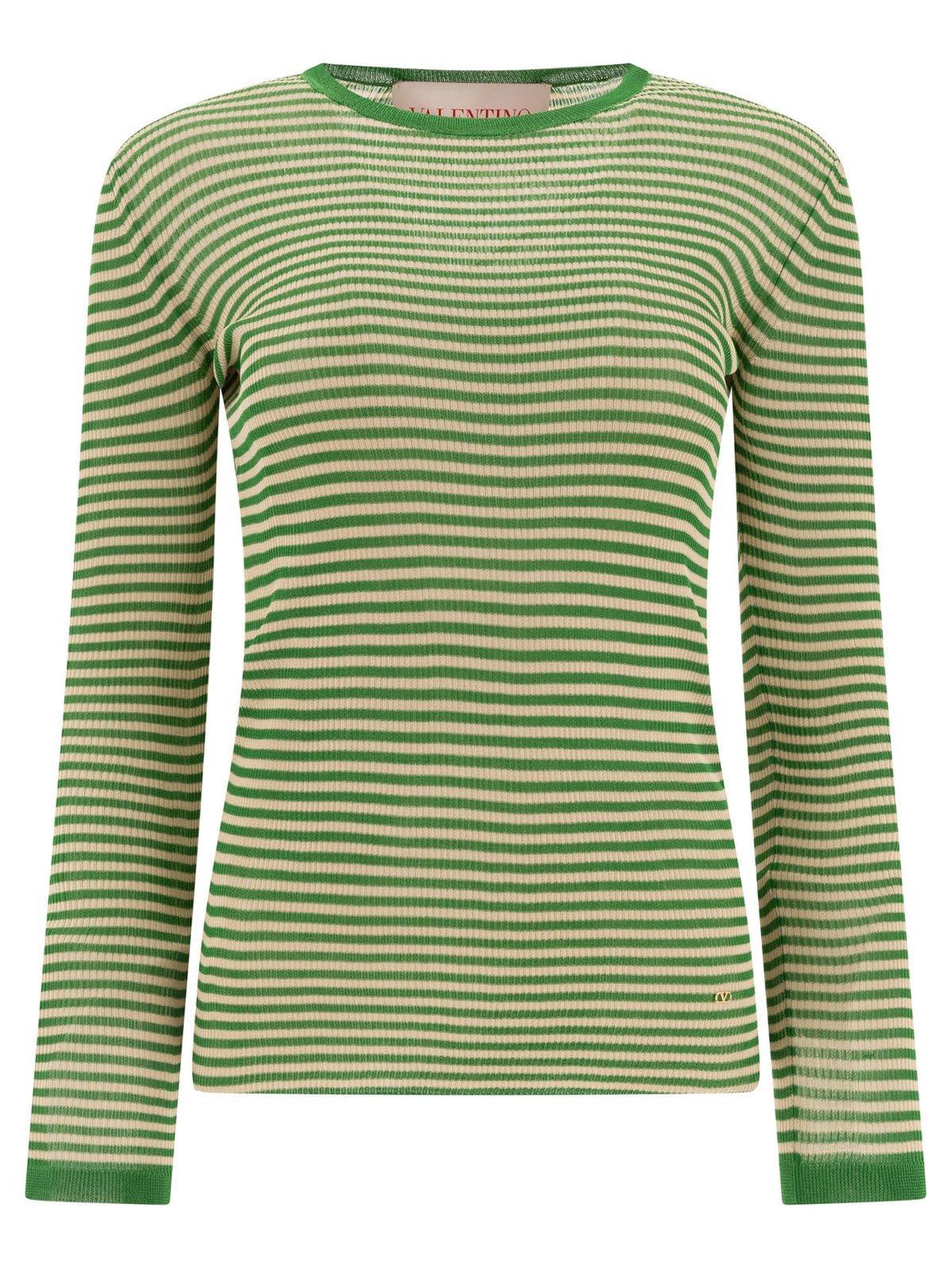 valentino garavani striped crewneck knitted t-shirt