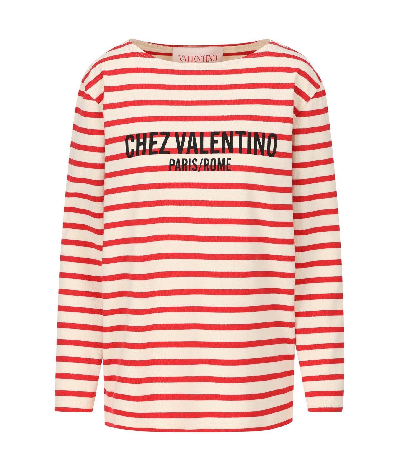 valentino garavani striped crewneck top
