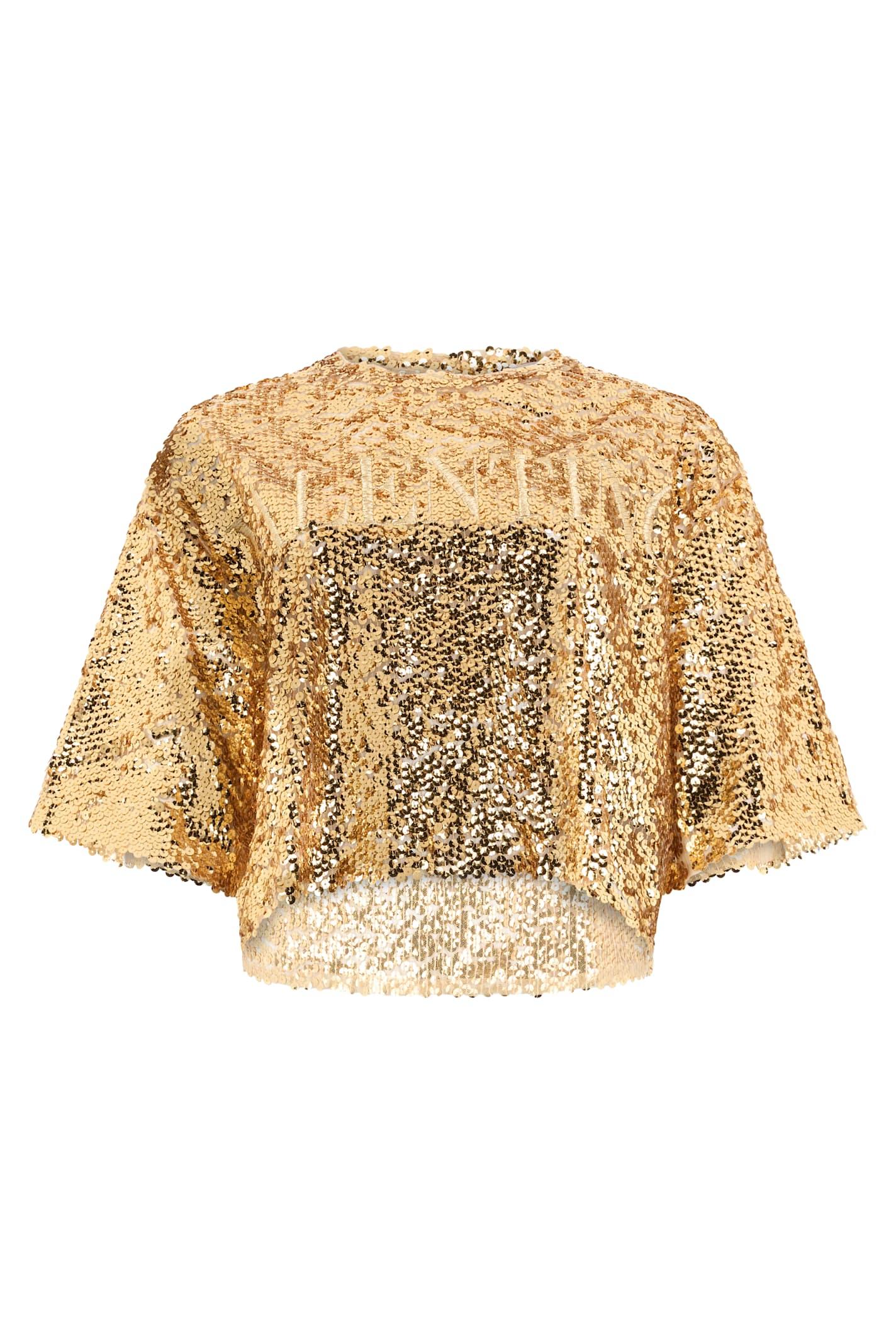 valentino garavani top gold with sequins