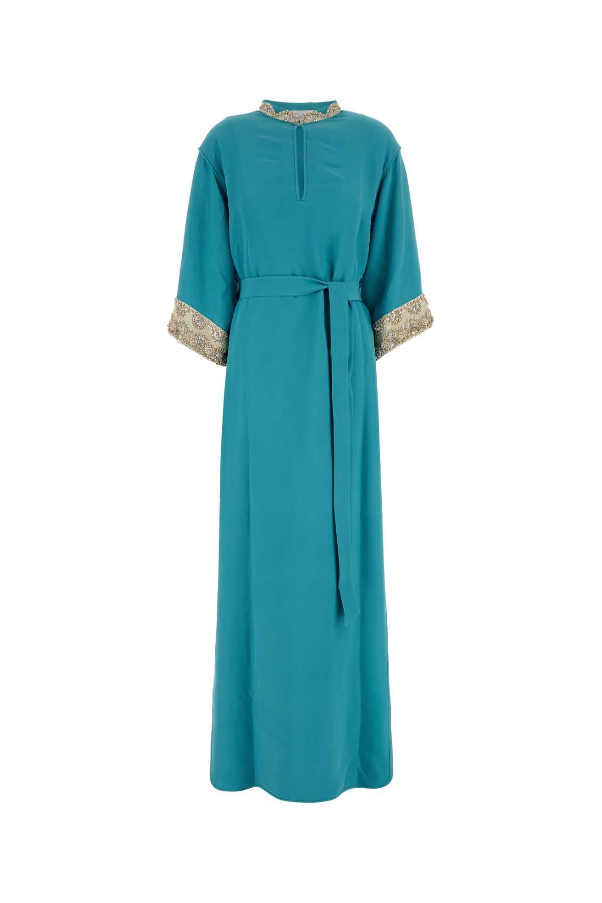 valentino garavani turquoise crepe long dress
