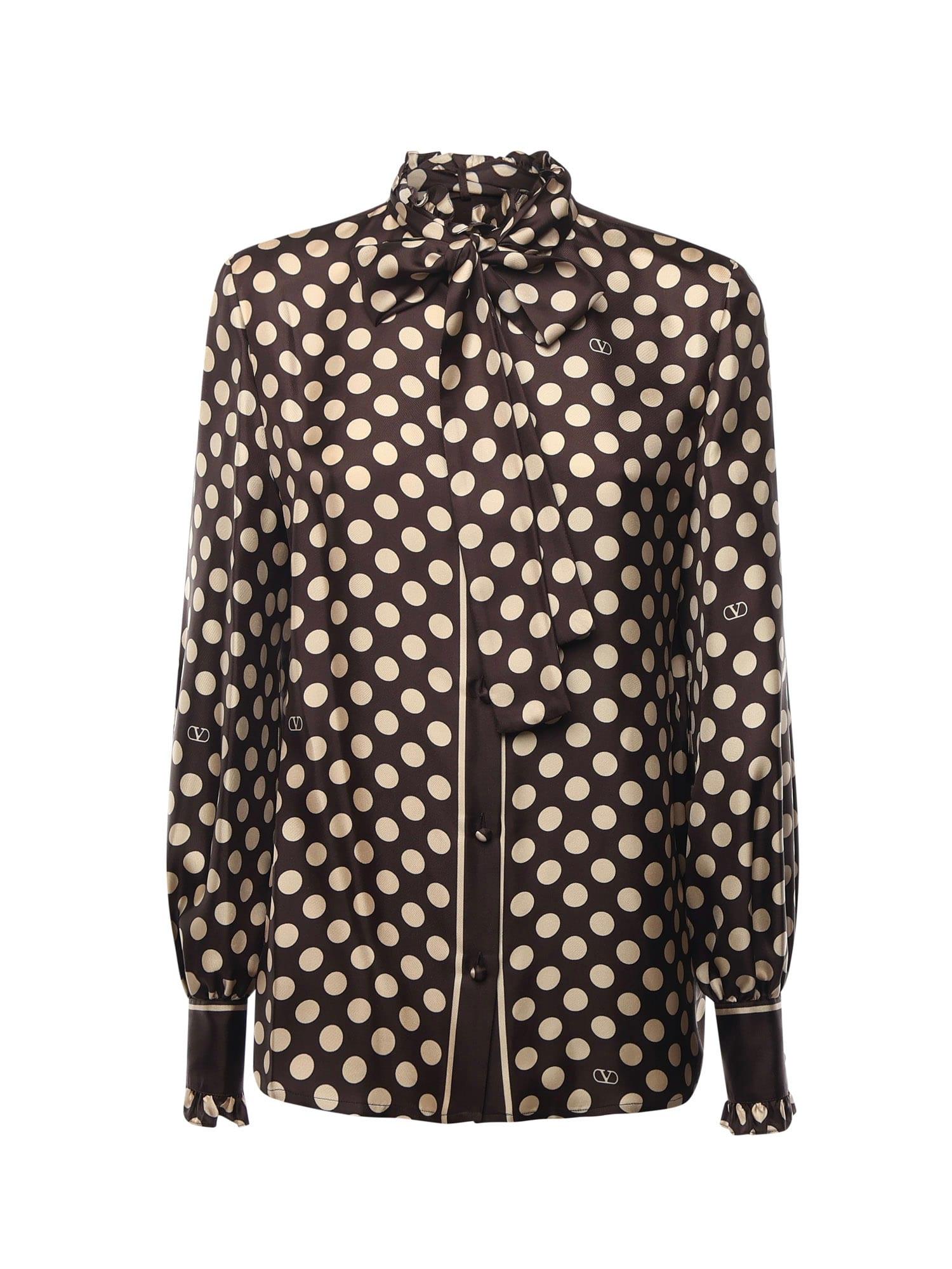 valentino garavani twill shirt with plus de polka dot print