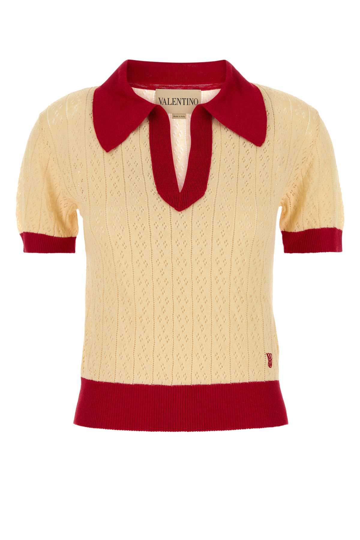 valentino garavani two-tone linen blend polo shirt