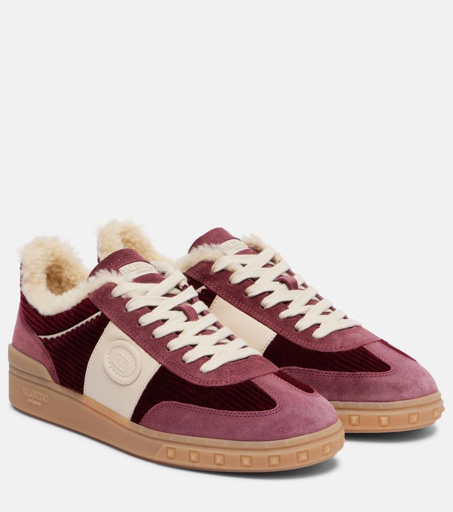 valentino garavani upvillage suede and corduroy sneakers