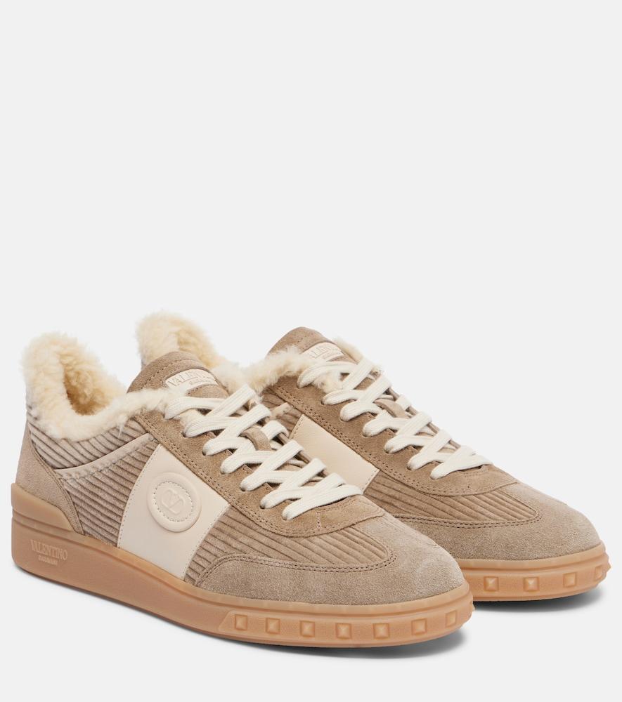 valentino garavani upvillage suede and corduroy sneakers