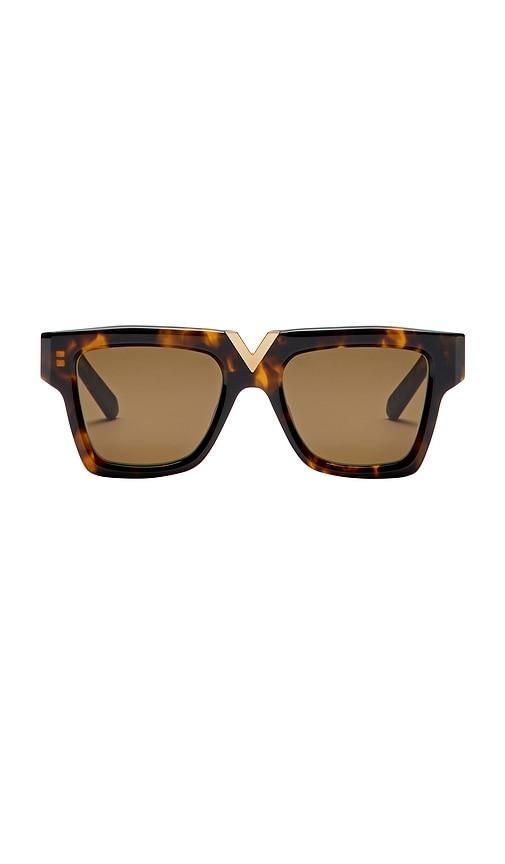 valentino garavani v gold sunglasses in brown.