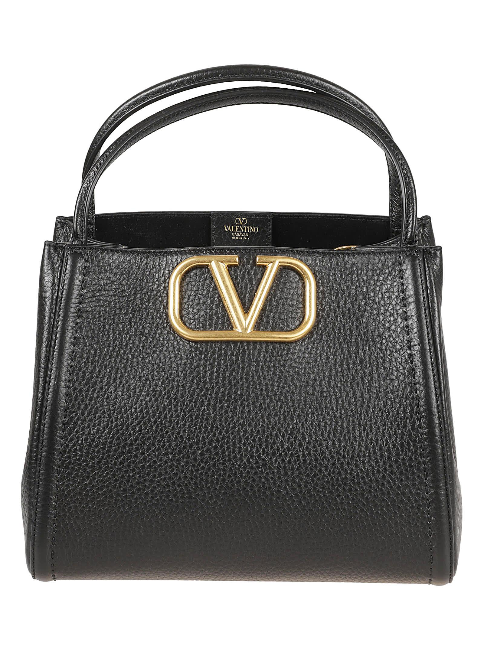 valentino garavani v plaque double top handle tote