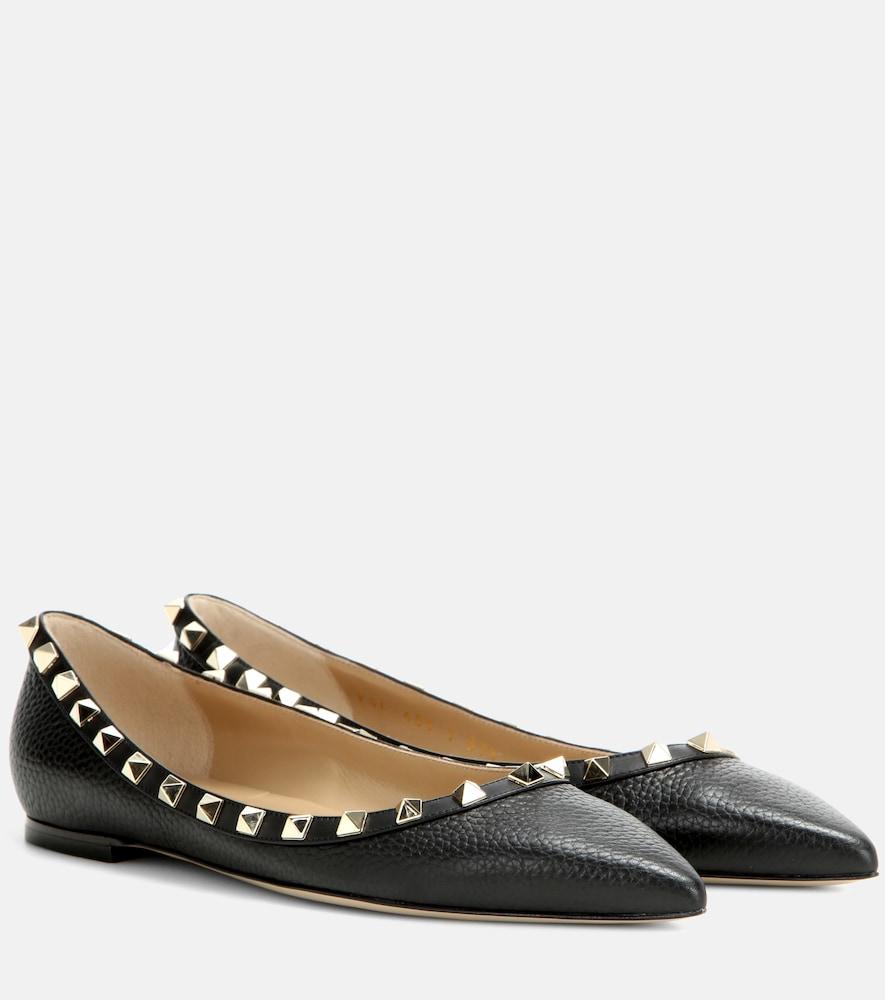 valentino garavani valentino garavani rockstud leather ballet flats