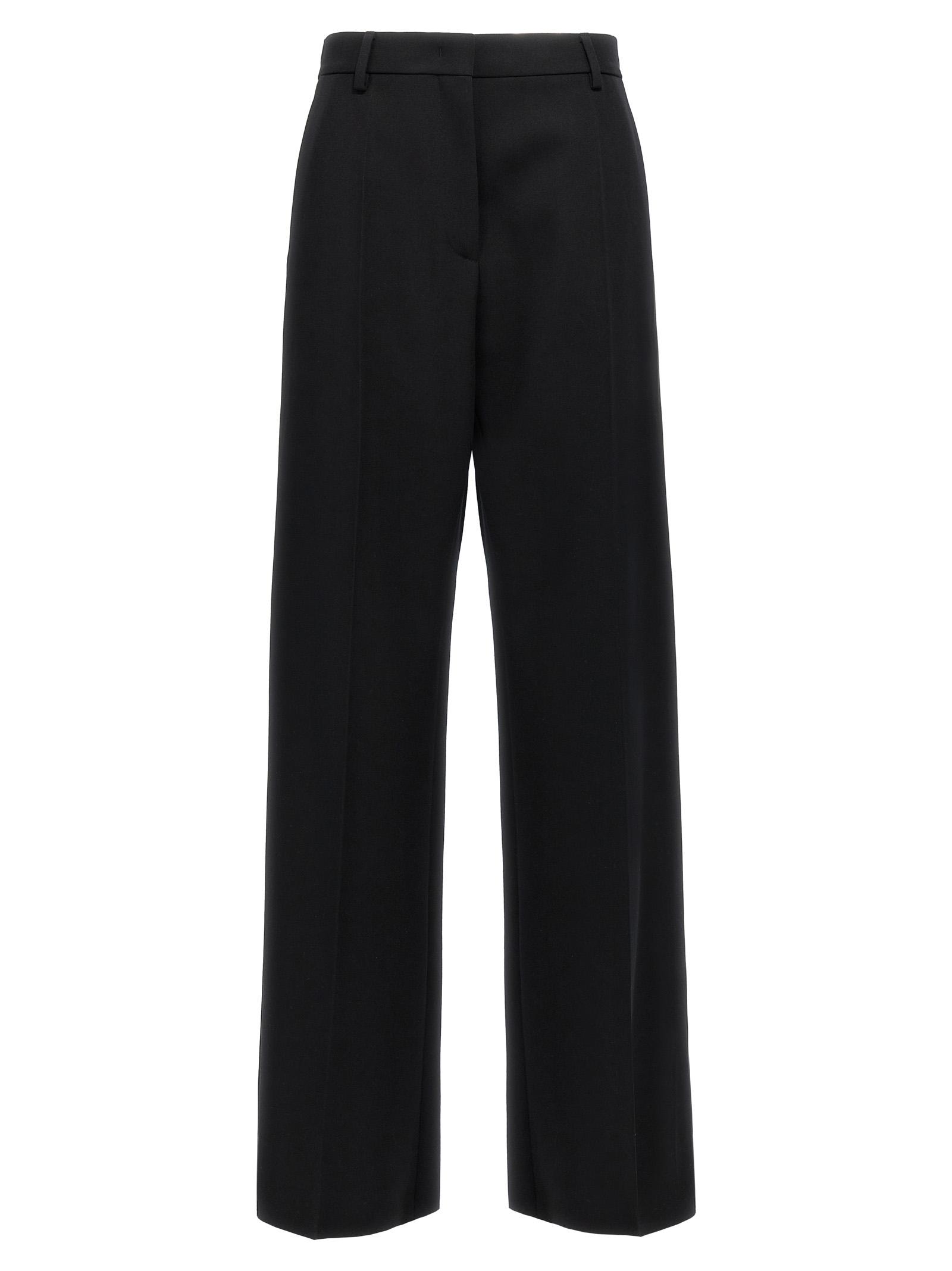 valentino garavani valentino solid grisaille pants black virgin wool - women