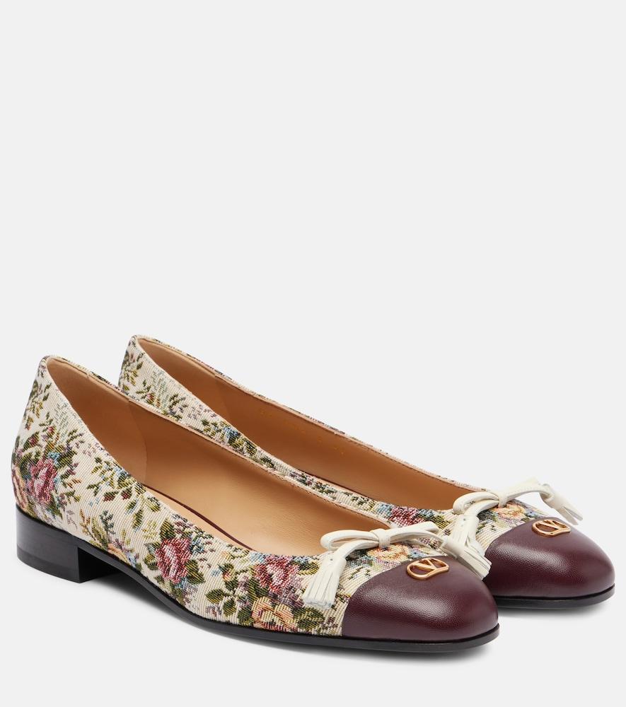 valentino garavani valet du roi floral jacquard ballet flats