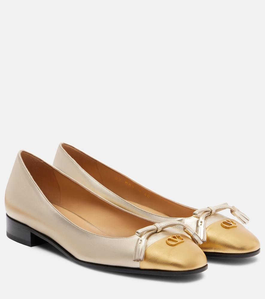 valentino garavani valet du roi metallic leather ballet flats