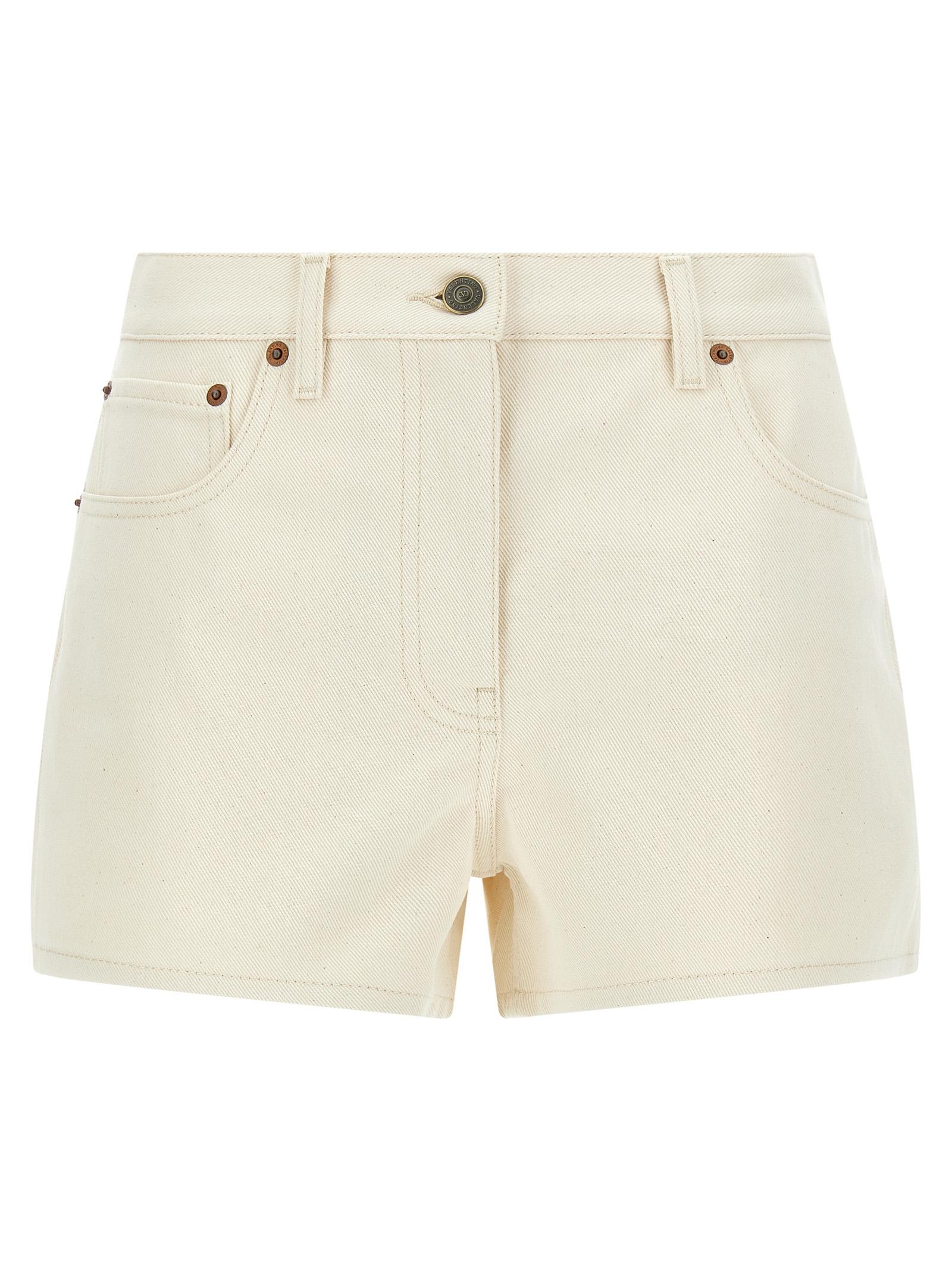 valentino garavani vgold shorts beige cotton bermuda - women