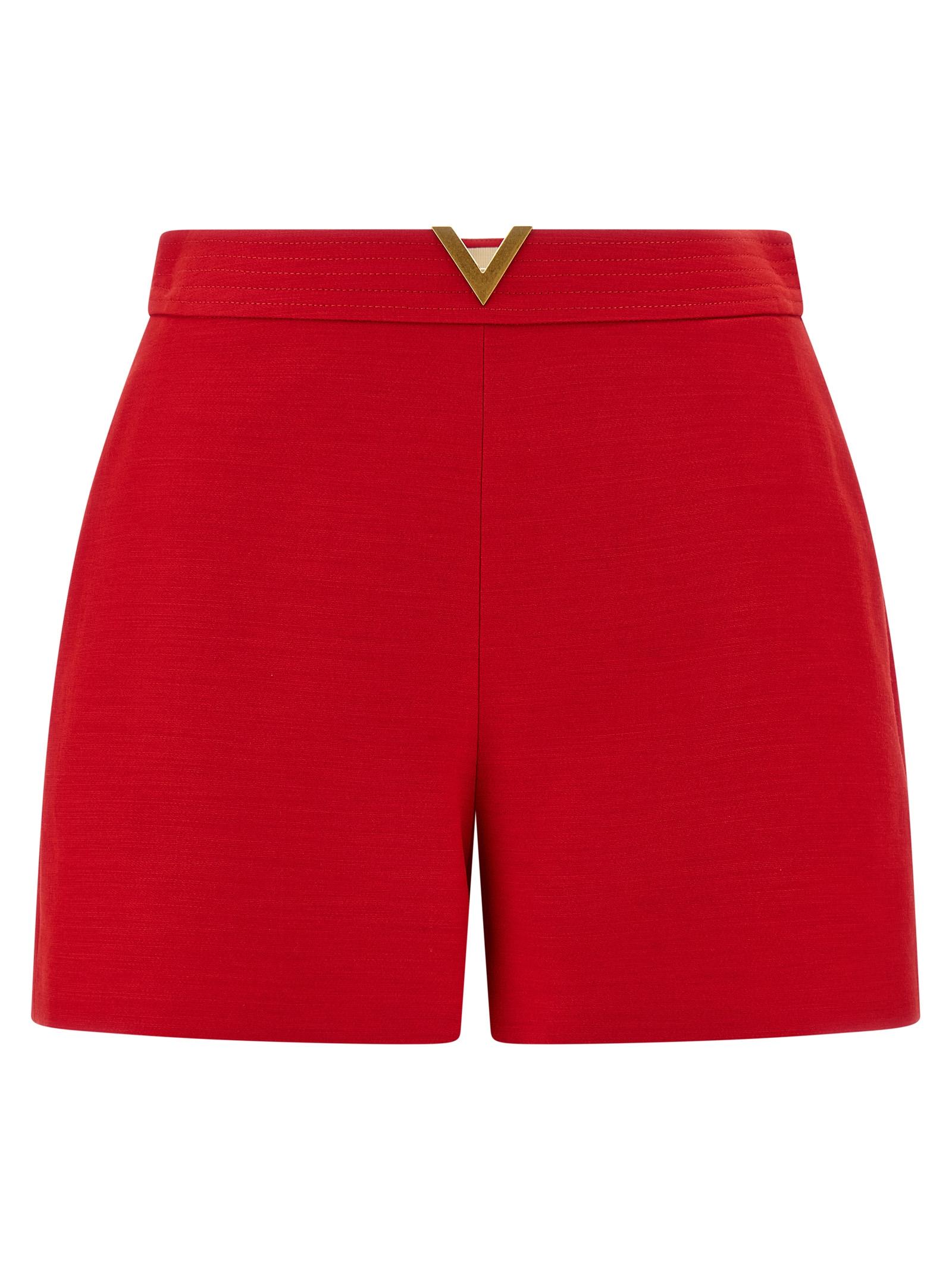 valentino garavani vgold shorts red virgin wool silk bermuda - women