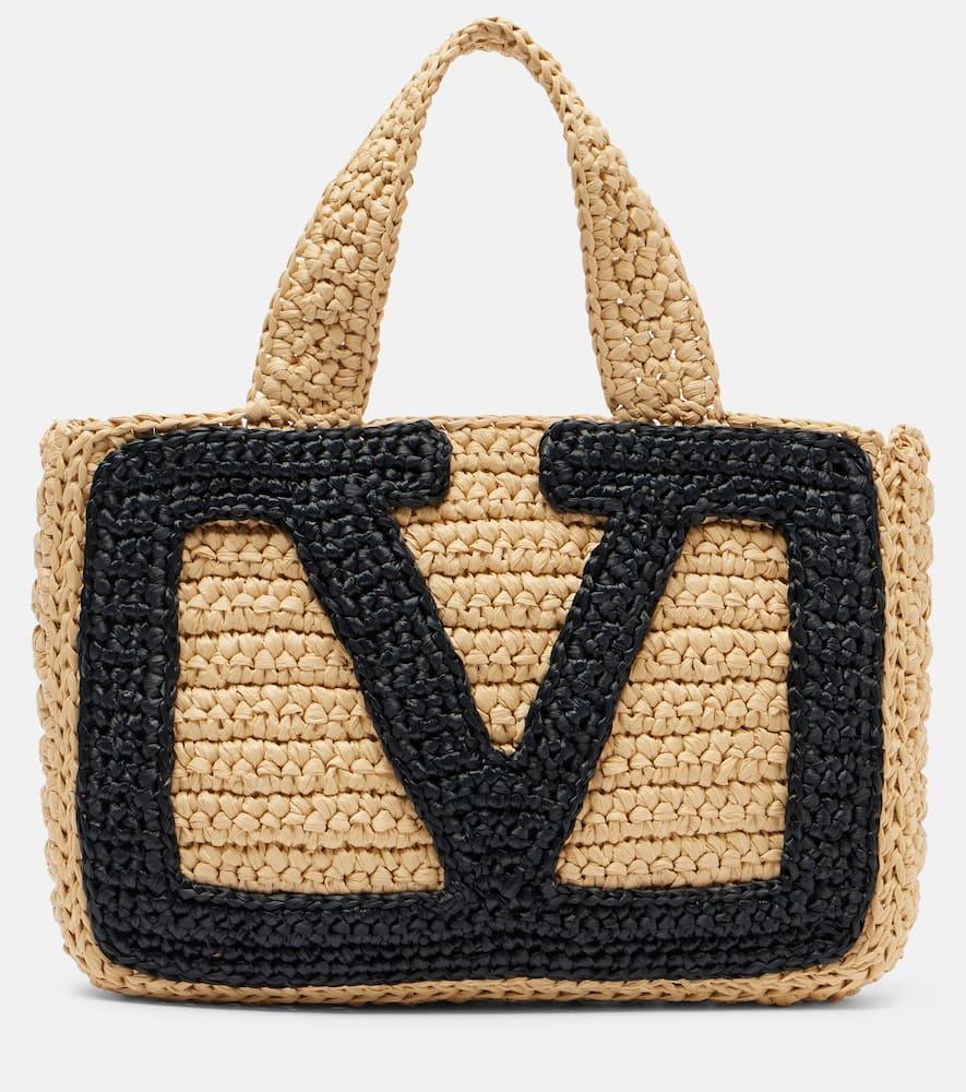valentino garavani viva superstar small raffia tote bag