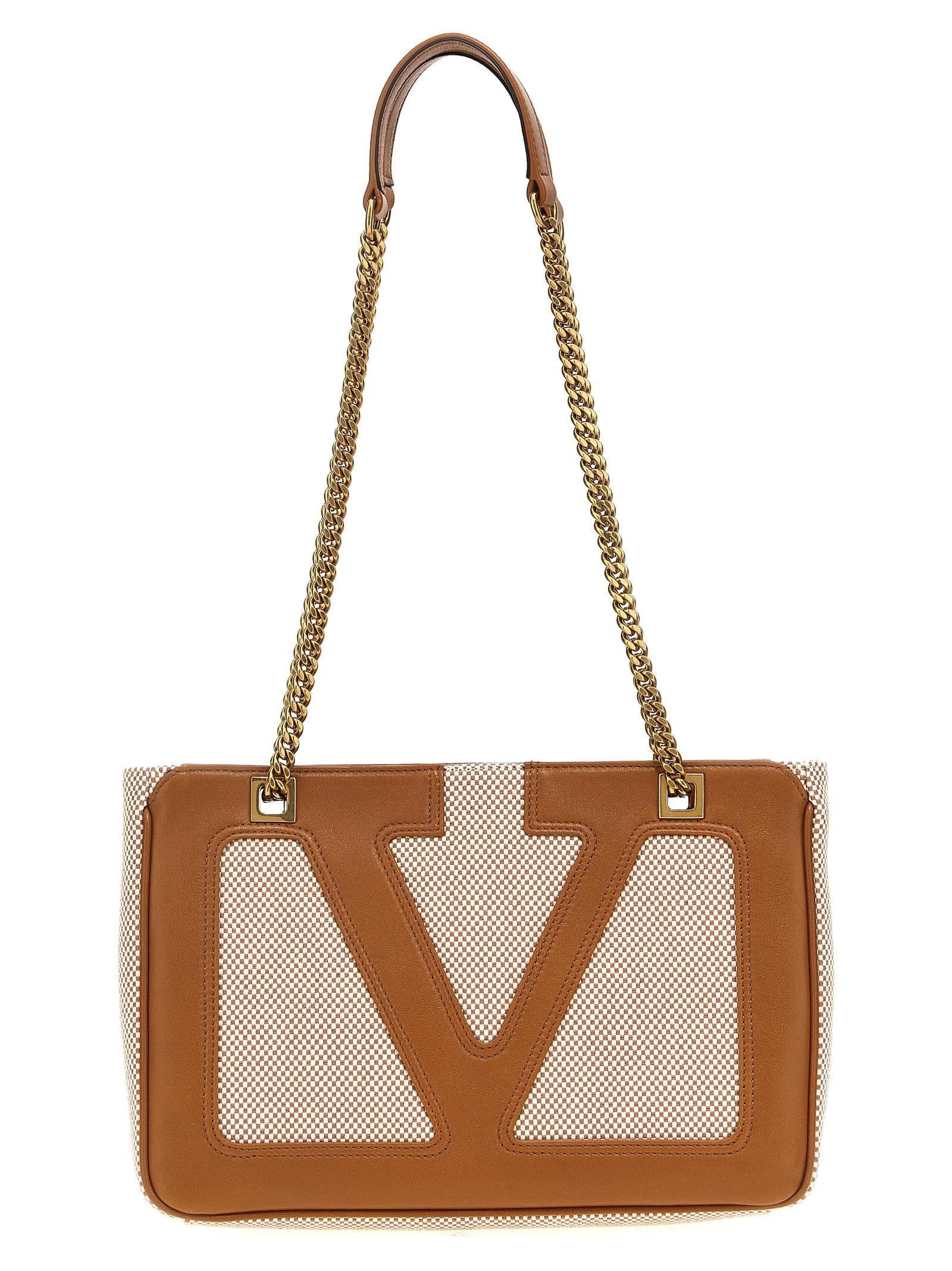 valentino garavani viva superstar small shopping bag beige cotton tote - women
