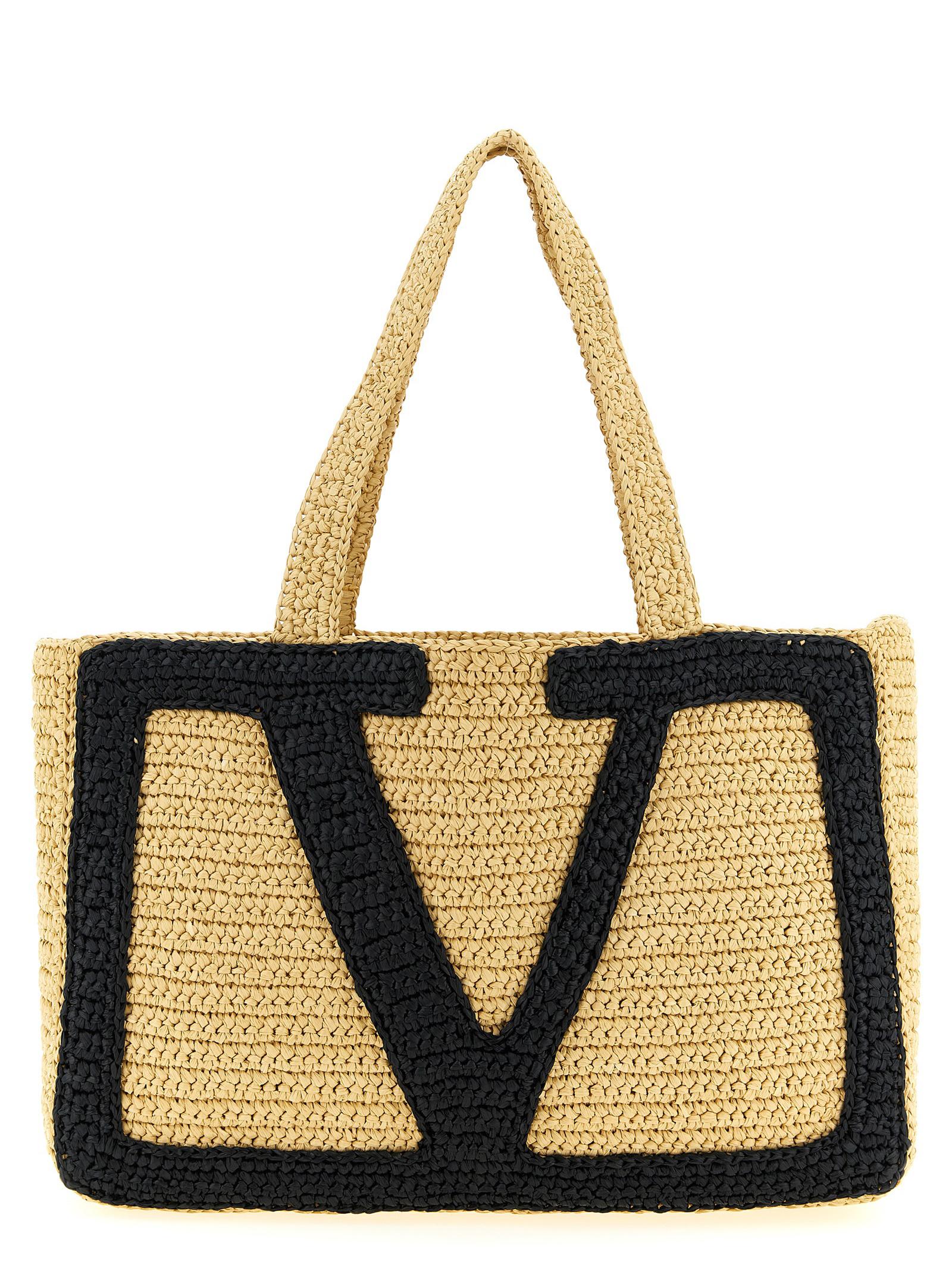 valentino garavani vivasuperstar big shopping bag beige viscose tote - women