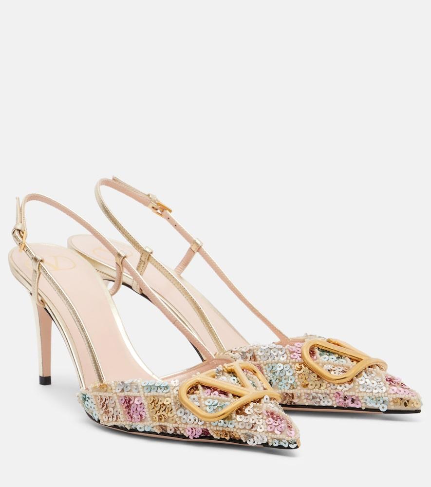 valentino garavani vlogo 80 sequined leather slingback pumps