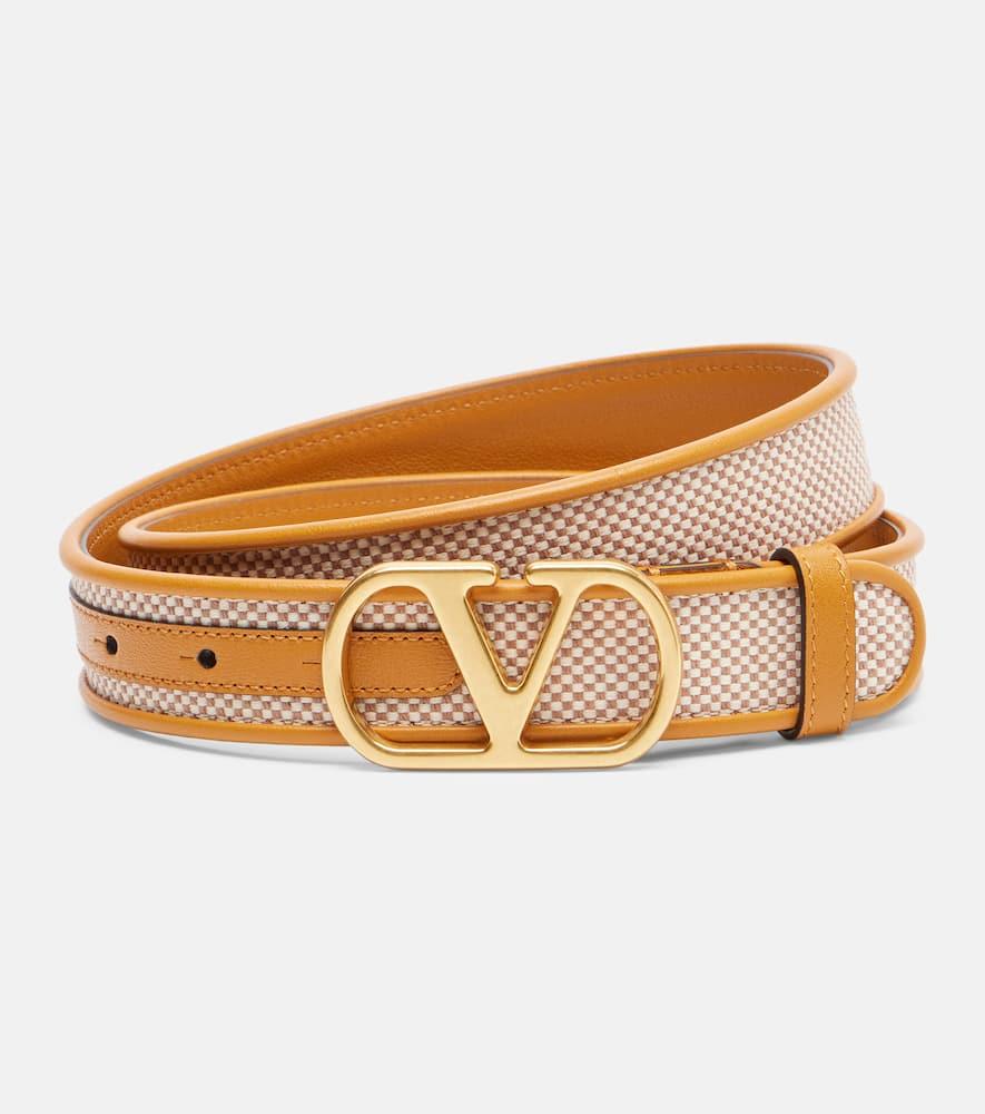 valentino garavani vlogo canvas and leather belt