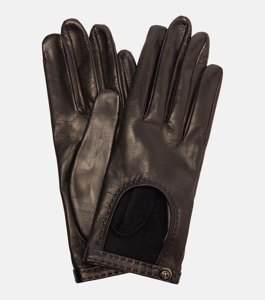 valentino garavani vlogo cutout leather gloves