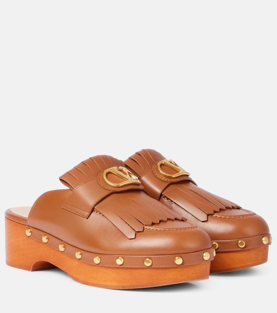 valentino garavani vlogo fringed leather clogs