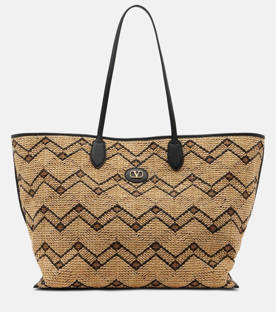 valentino garavani vlogo large raffia tote bag