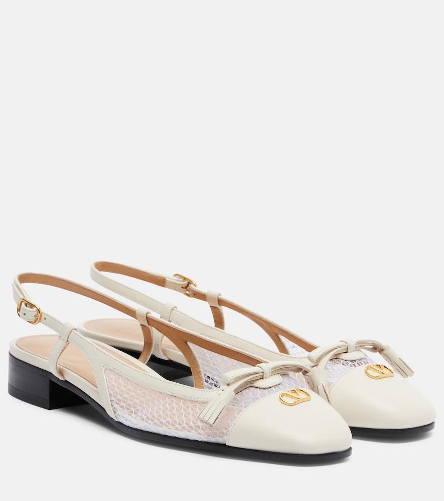valentino garavani vlogo leather and mesh slingback flats