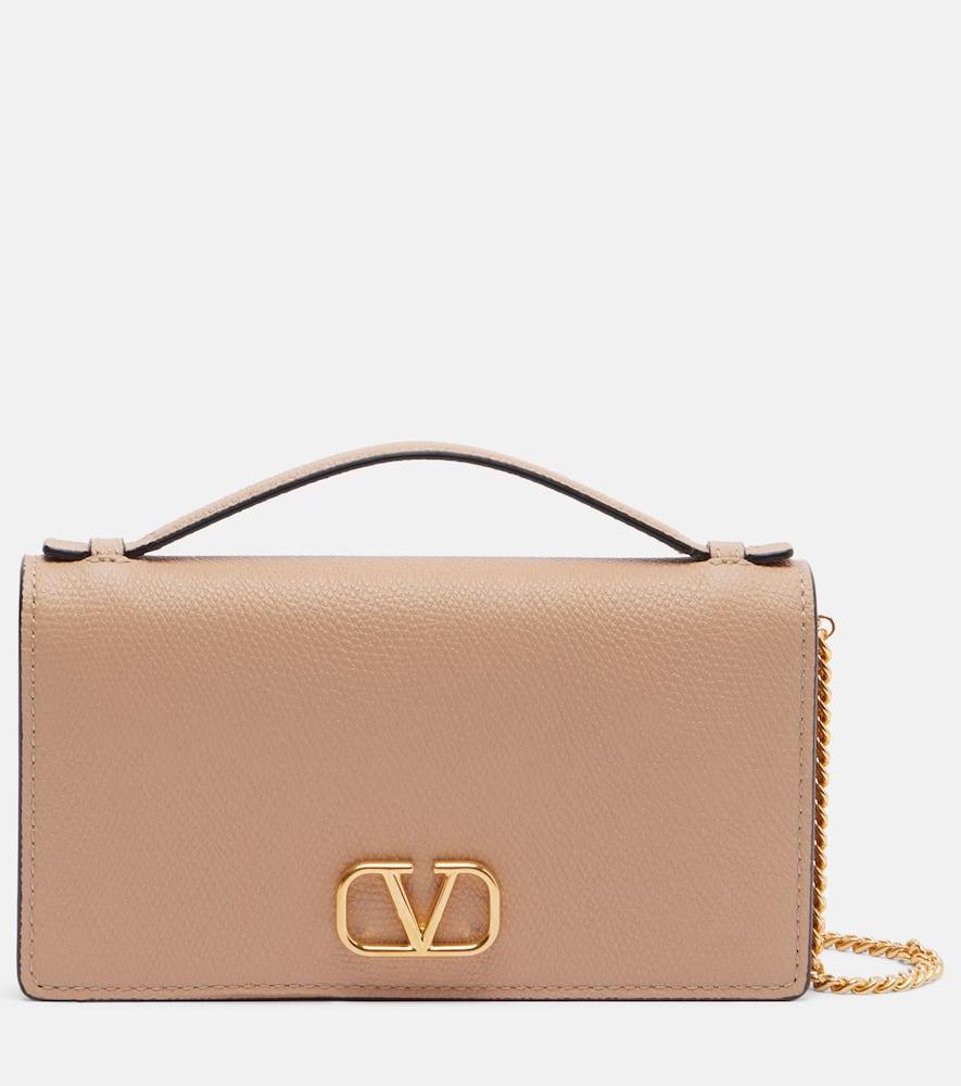 valentino garavani vlogo leather wallet on chain