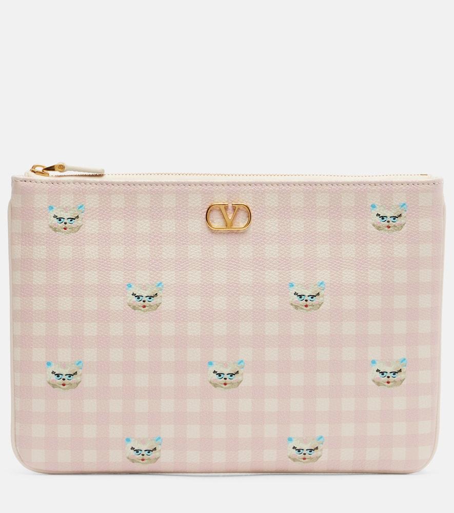 valentino garavani vlogo medium printed leather pouch