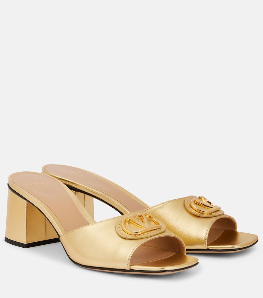 valentino garavani vlogo metallic leather mules
