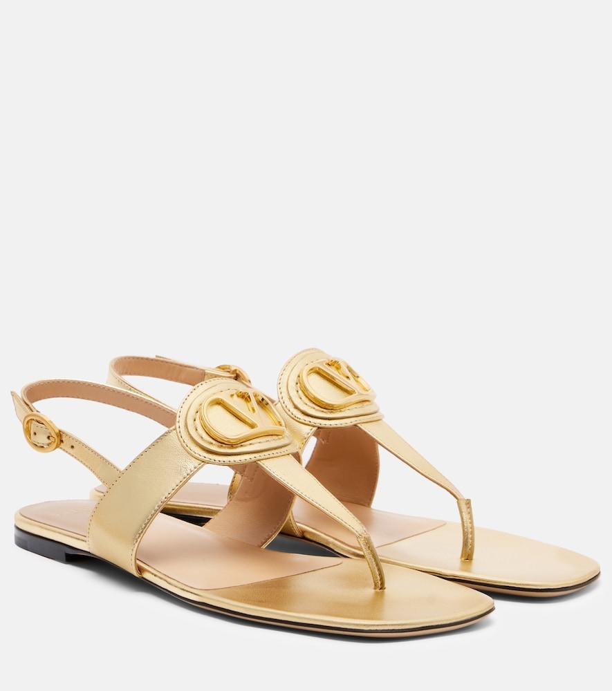 valentino garavani vlogo metallic leather thong sandals