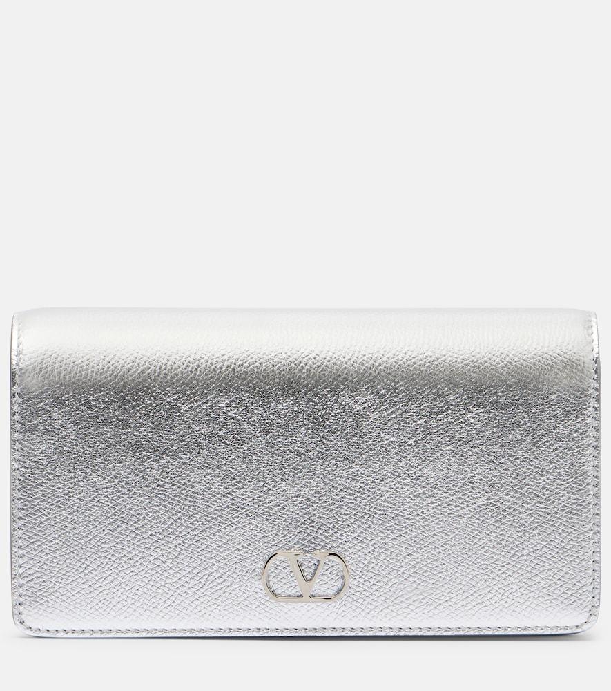 valentino garavani vlogo mini metallic leather clutch