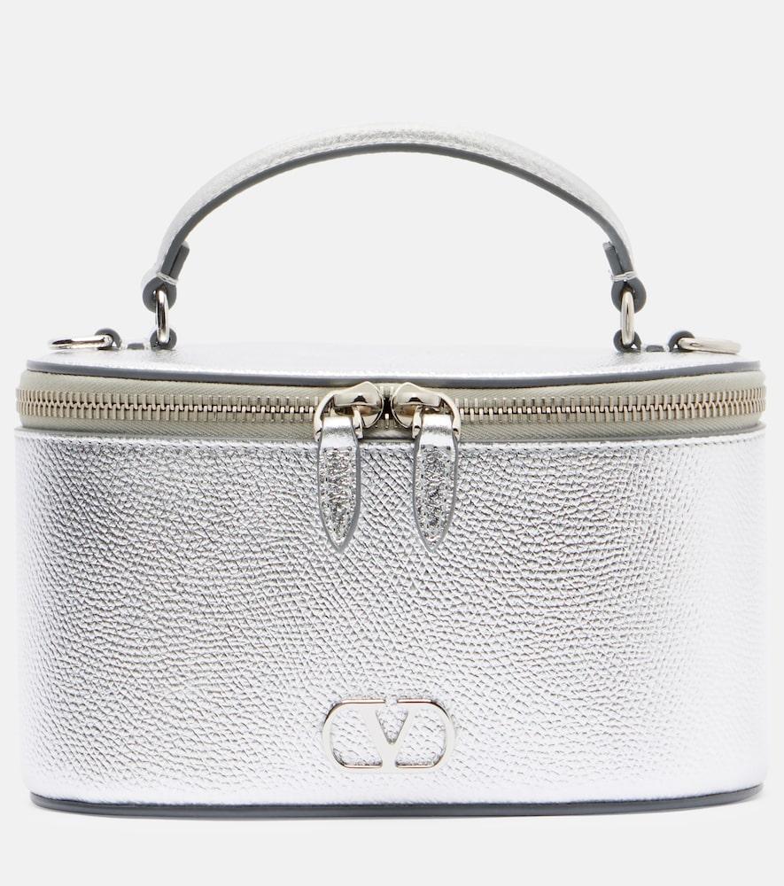 valentino garavani vlogo mini metallic leather vanity bag