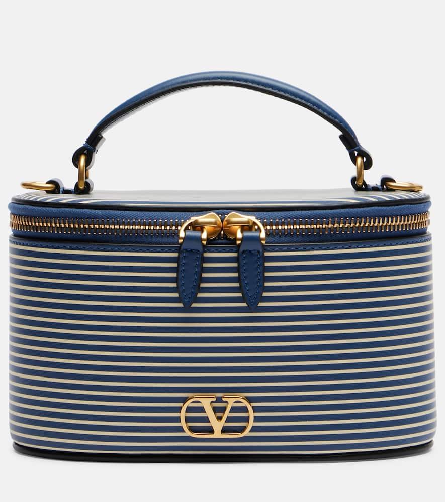 valentino garavani vlogo mini striped leather vanity bag