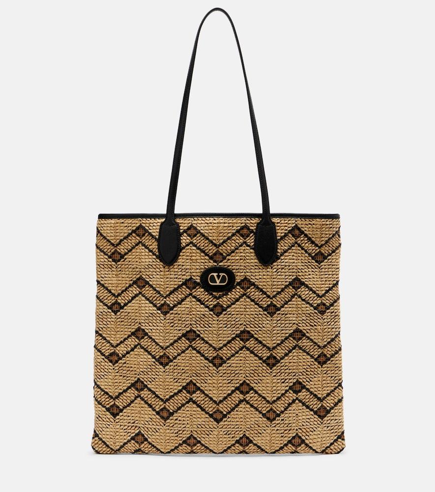 valentino garavani vlogo n/s medium raffia tote bag