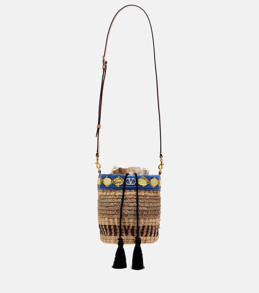 valentino garavani vlogo small embellished raffia