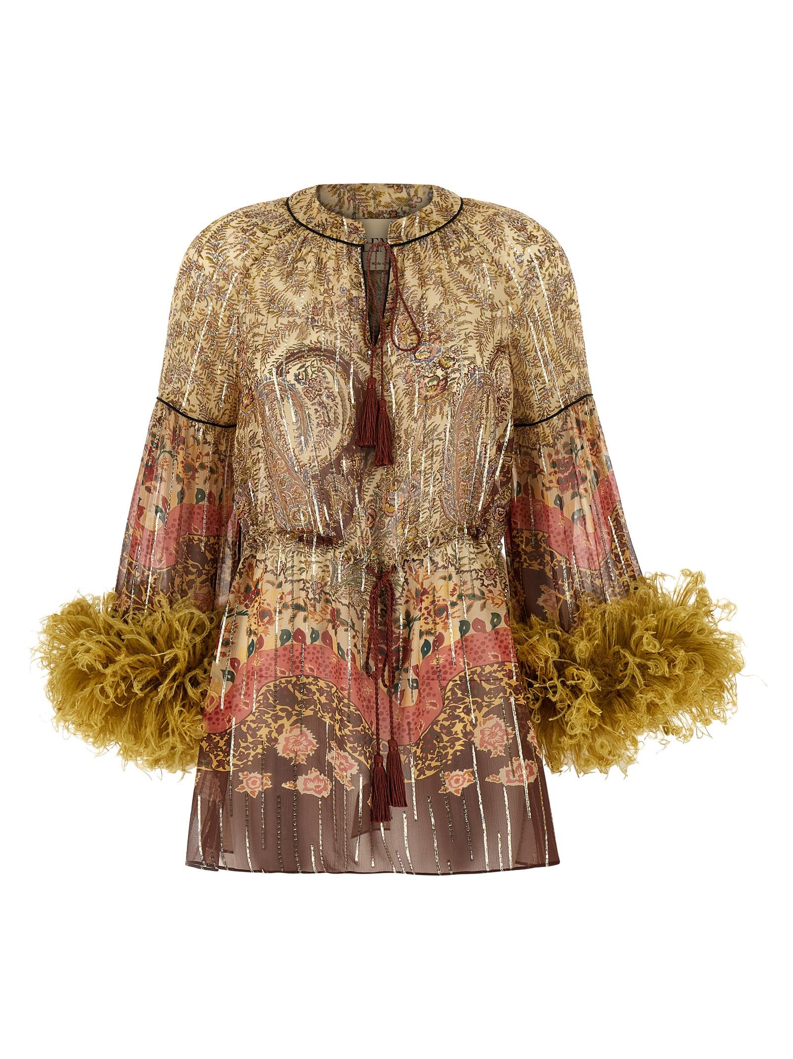 valentino garavani voyage imaginaire paisley top multicolor silk metal fiber tops - women