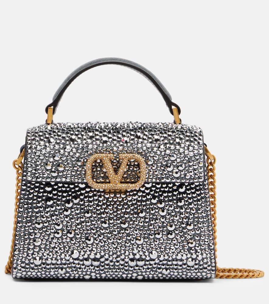 valentino garavani vsling small embellished suede tote bag