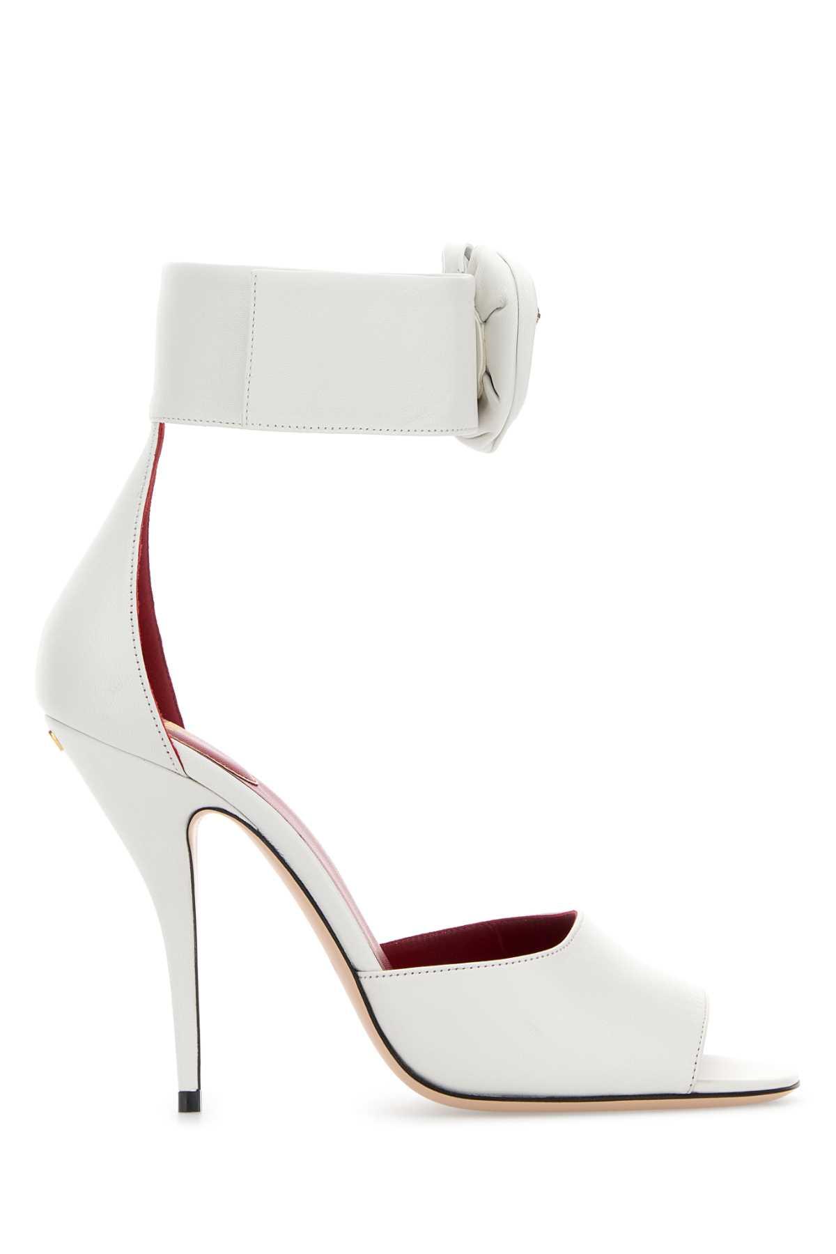 valentino garavani white leather drip rose sandals