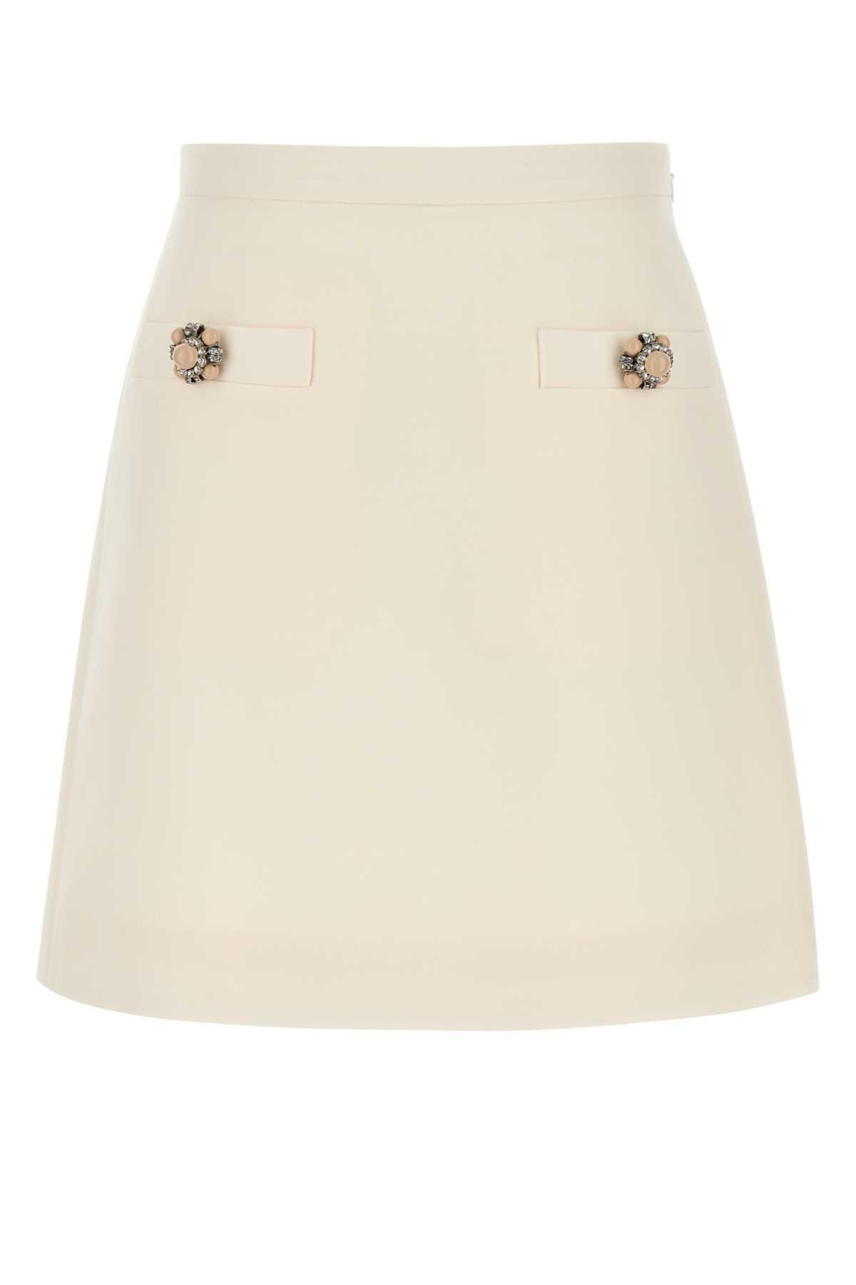 valentino garavani white wool blend mini skirt