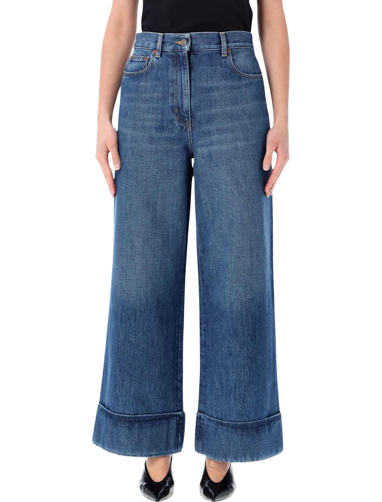 valentino garavani wide-leg denim trousers