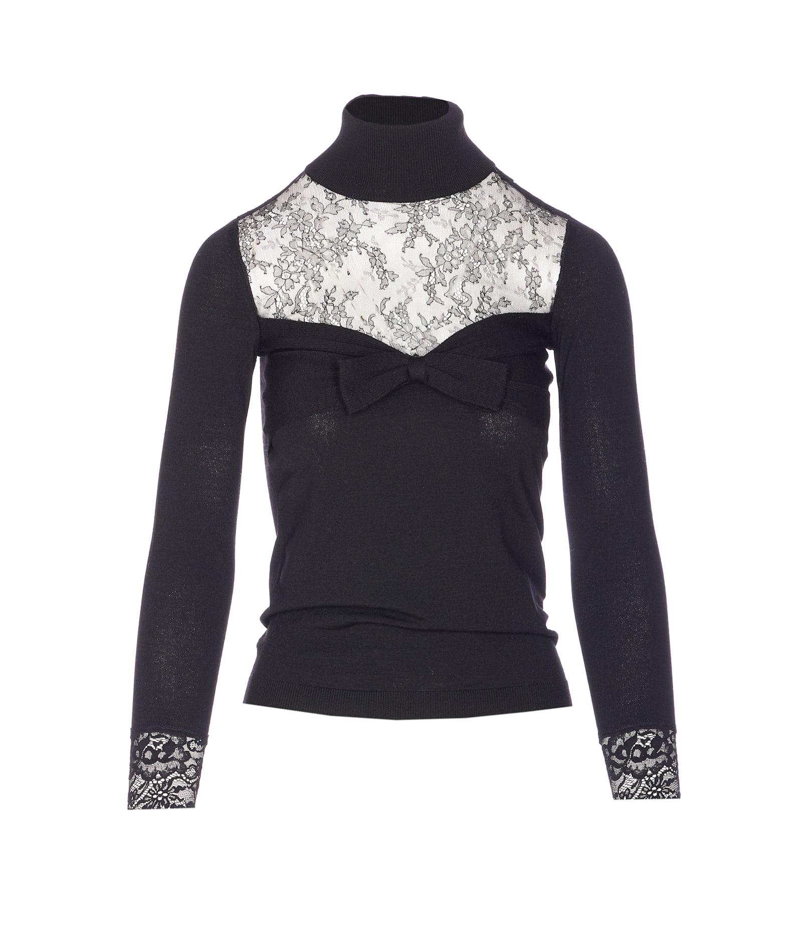 valentino garavani wool lace detail sweater