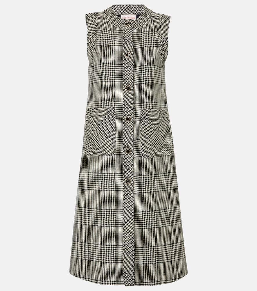 valentino houndstooth virgin wool midi dress