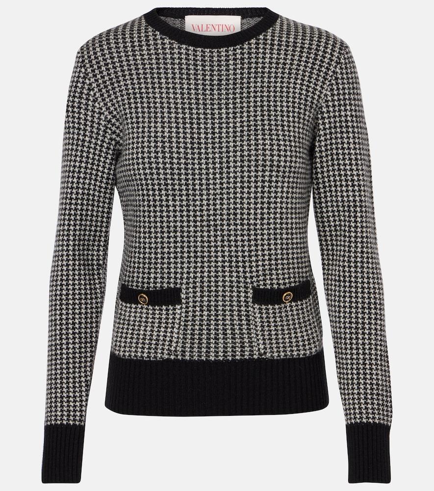 valentino houndstooth virgin wool sweater