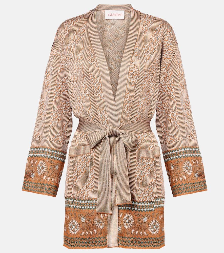 valentino jacquard lamé wrap cardigan