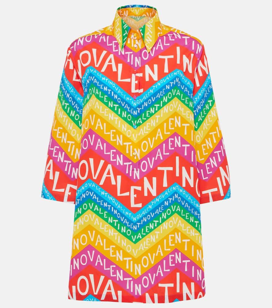 valentino logo cotton shirt dress