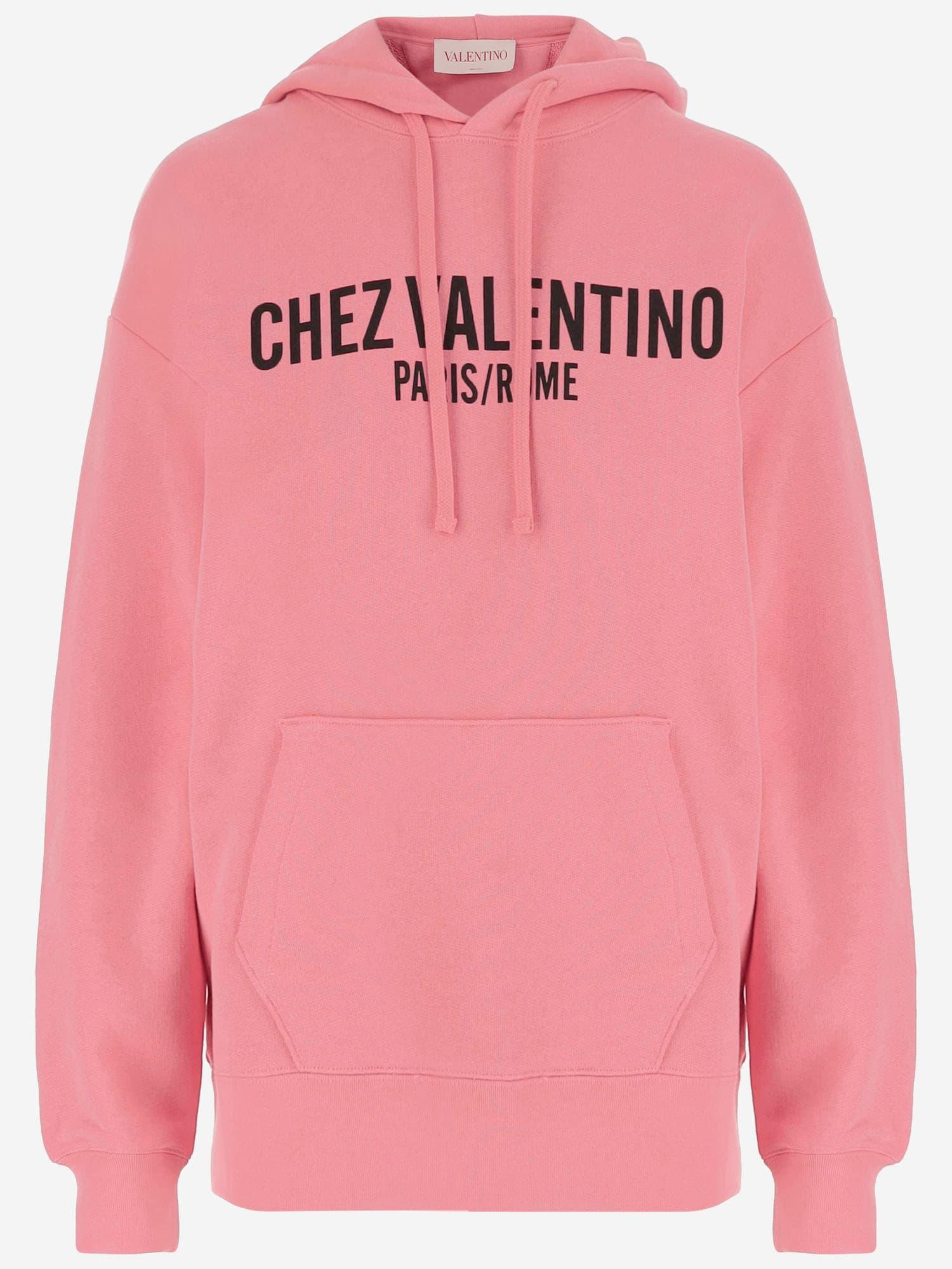 valentino logo printed drawstring hoodie