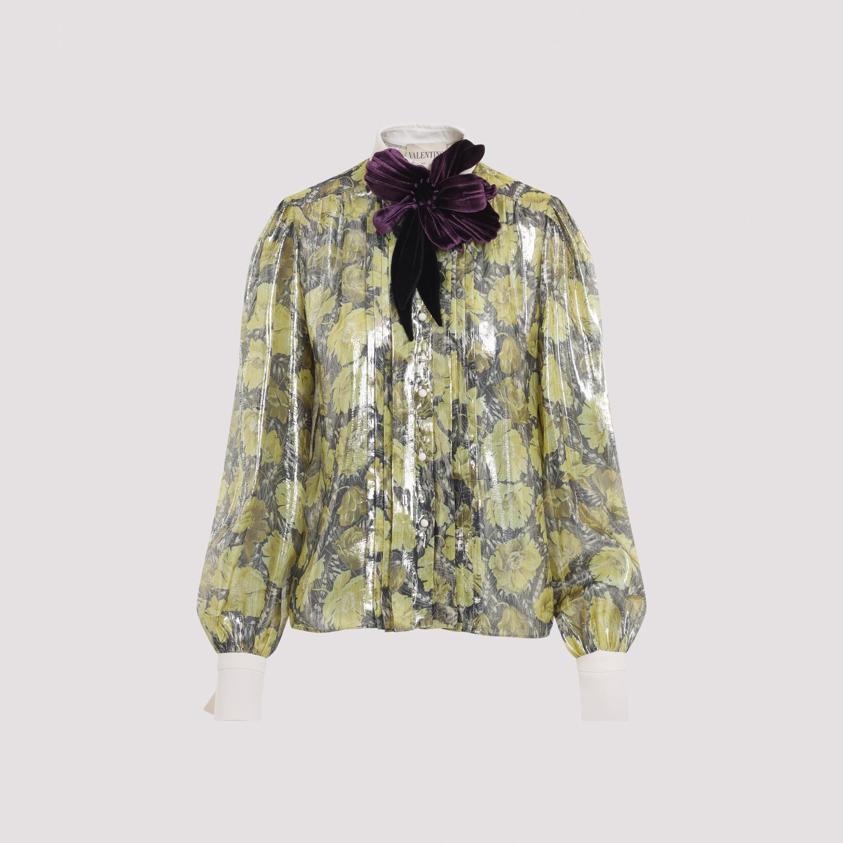 valentino lurex shirt green polyester metallised fibre - women